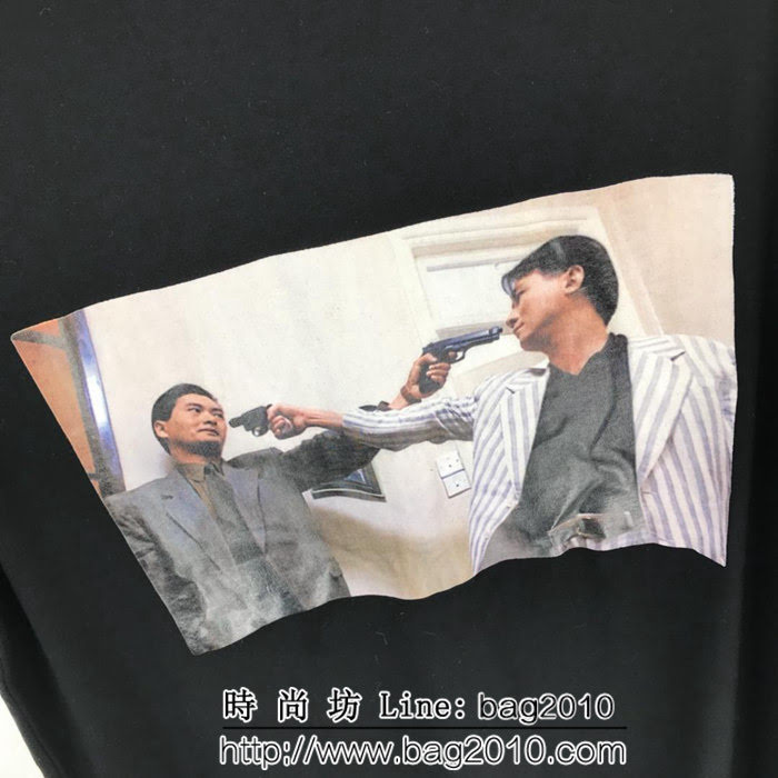 SUPREME 19春夏新款 喋血雙雄 純棉汗布 男款黑色短袖 ydi1333